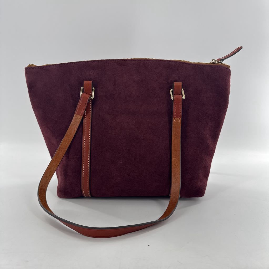 suede zip top tote