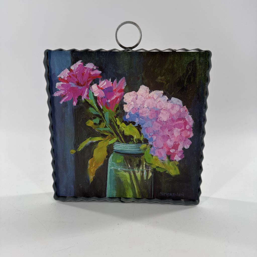 galvanized metal floral plaque-6x6