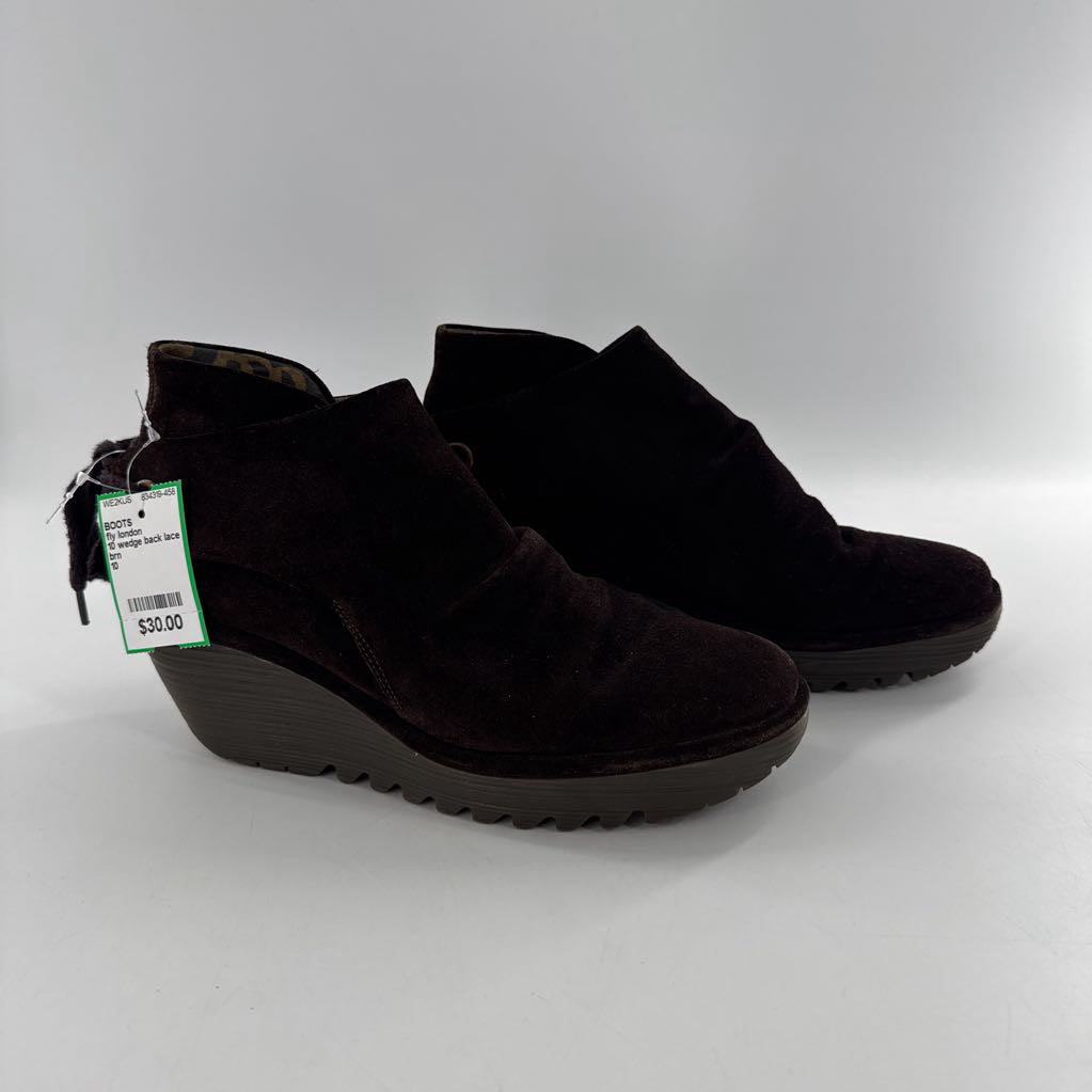 10 wedge back lace up ankle boots