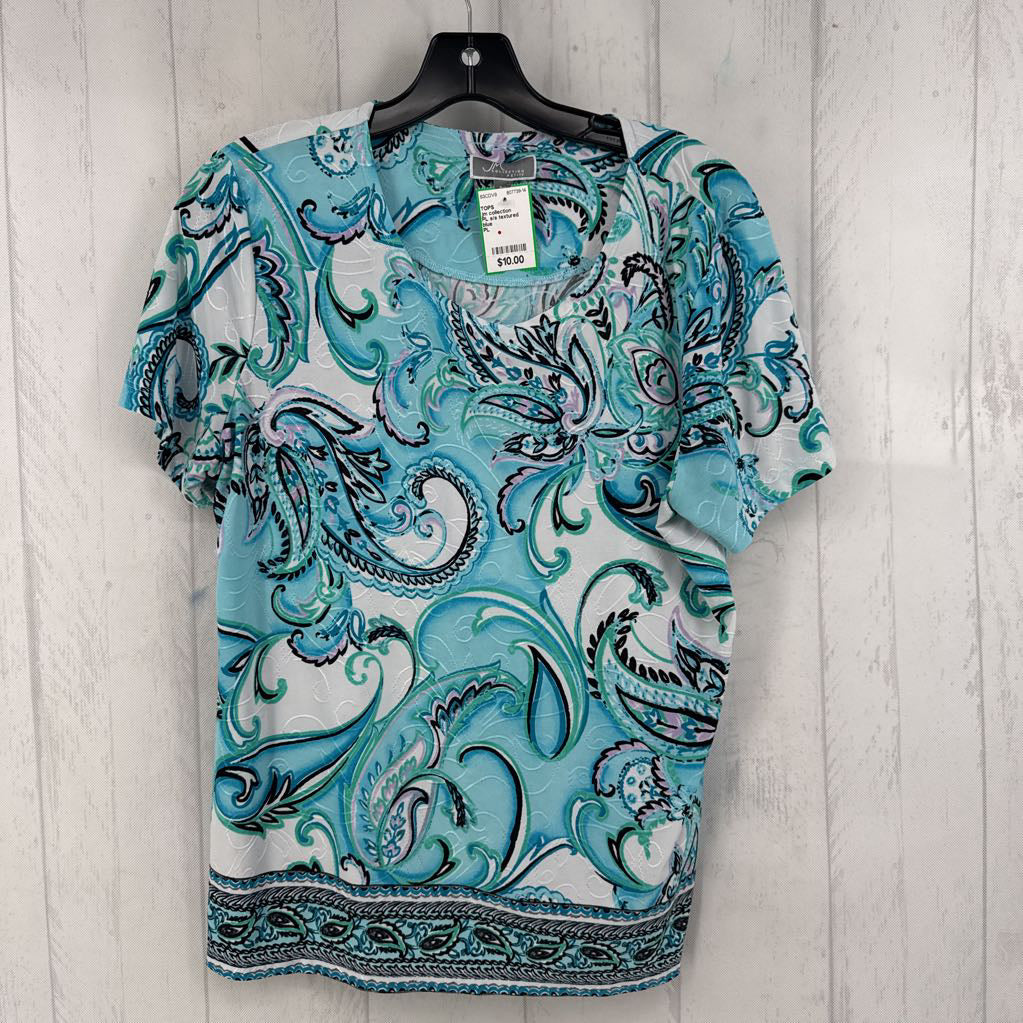 PL s/s textured print top