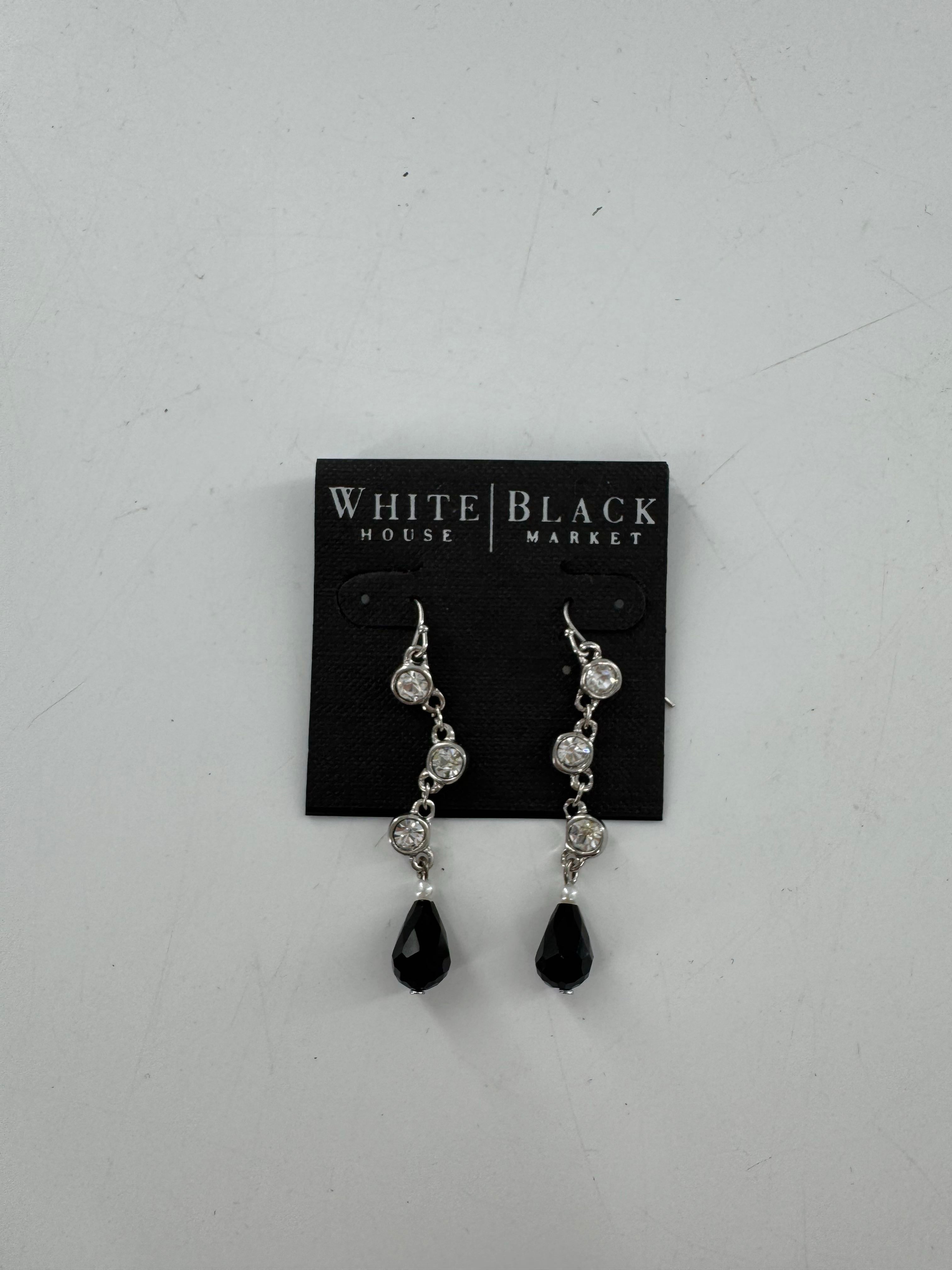 rhinestone & black bead earrings