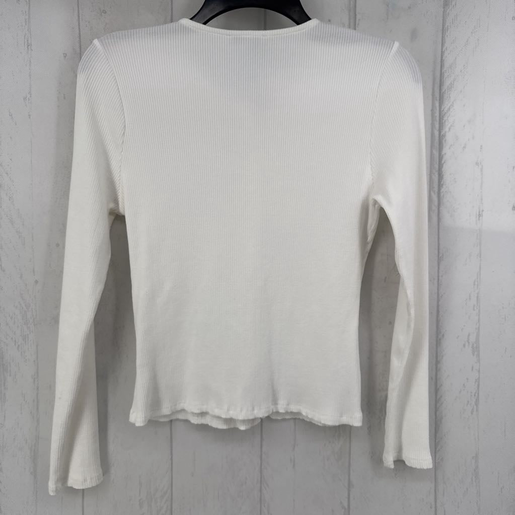 M ribbed button down l/s top