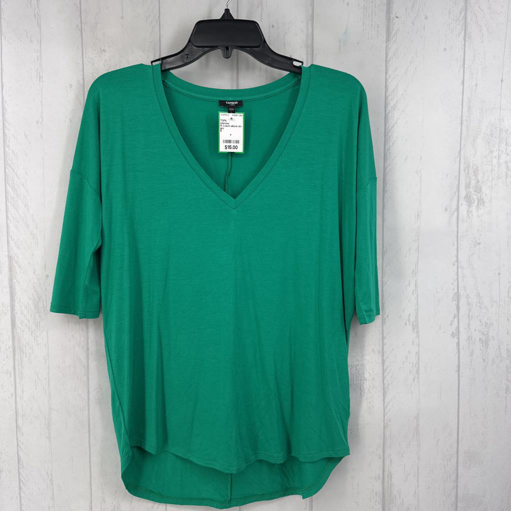 S v-neck elbow slv tee