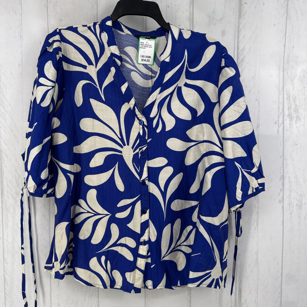 L s/s flower print button shirt
