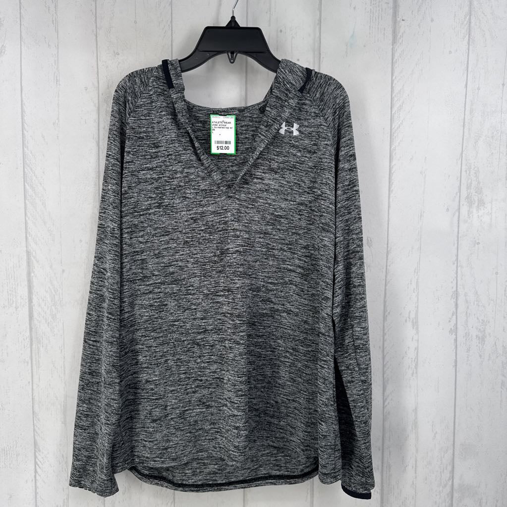 L l/s marled top w/ hood