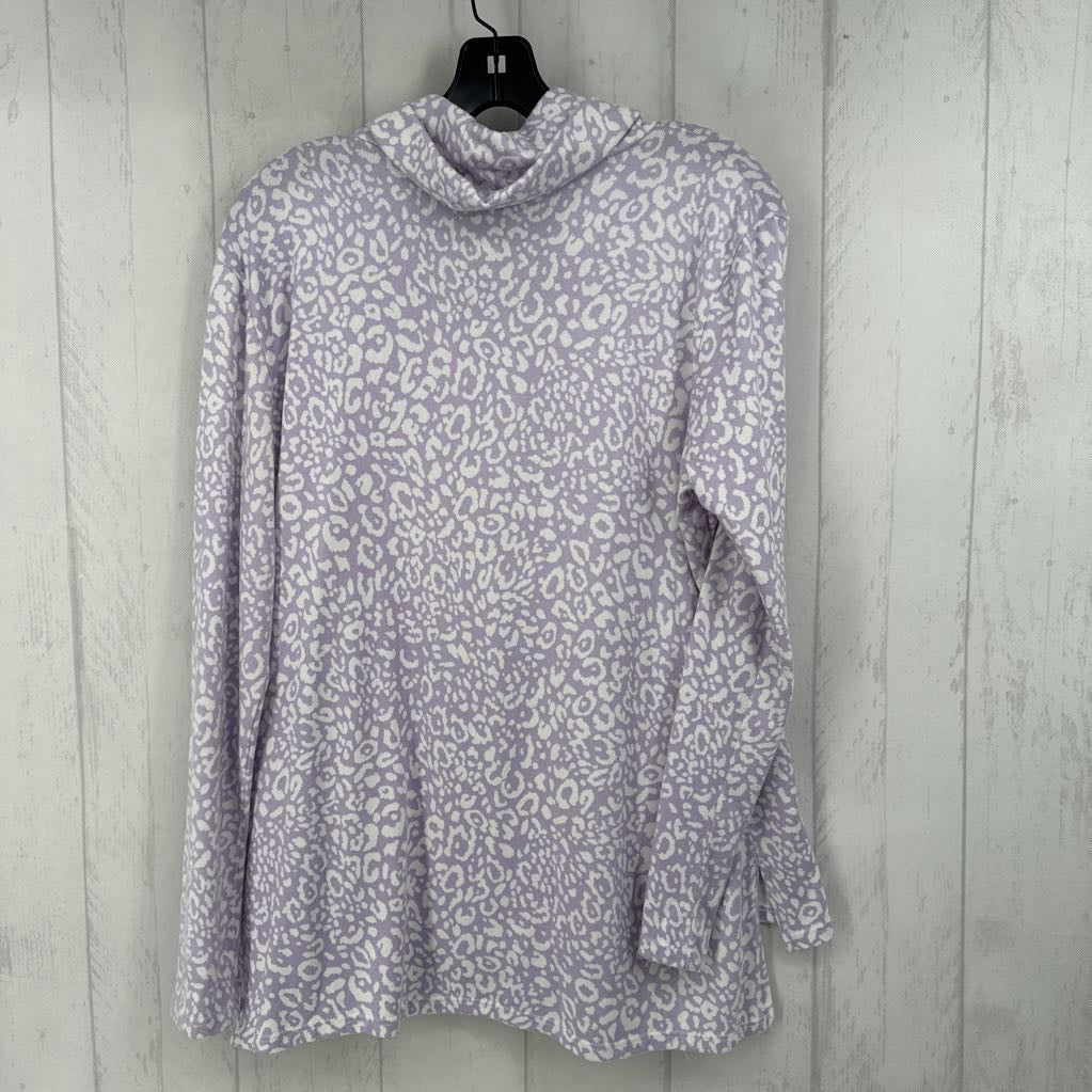 L animal print cowl neck top