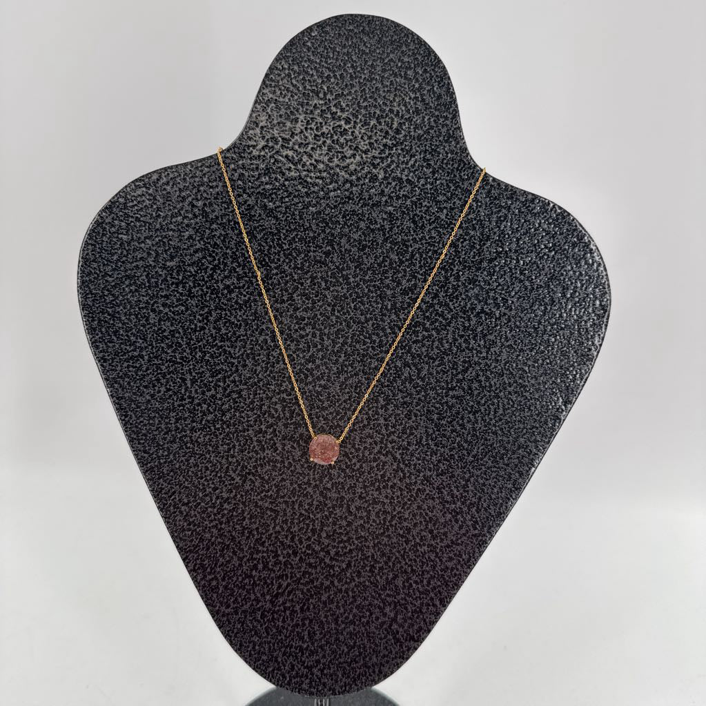 8" goldtone mauve round stone necklace