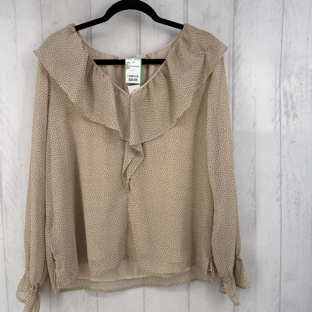 R64 M l/s dot print tiered ruffle top