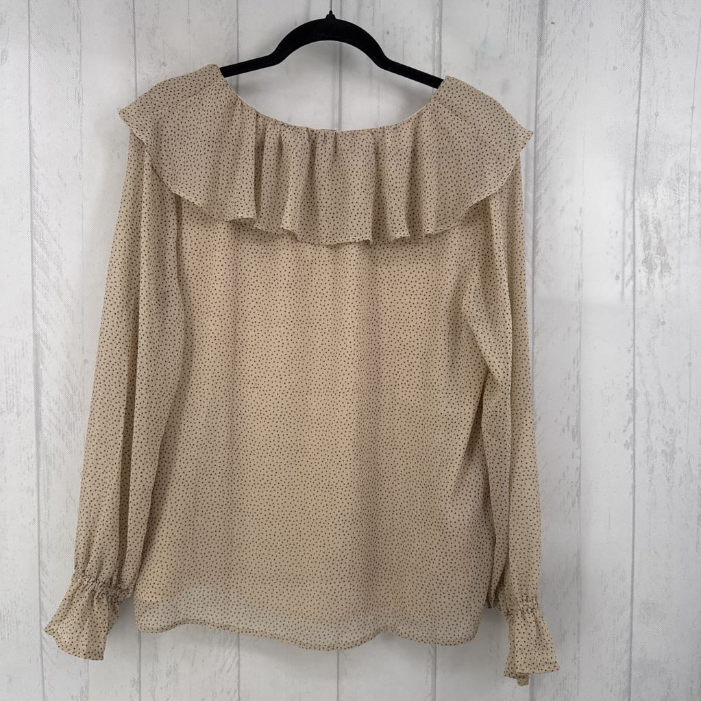 R64 M l/s dot print tiered ruffle top