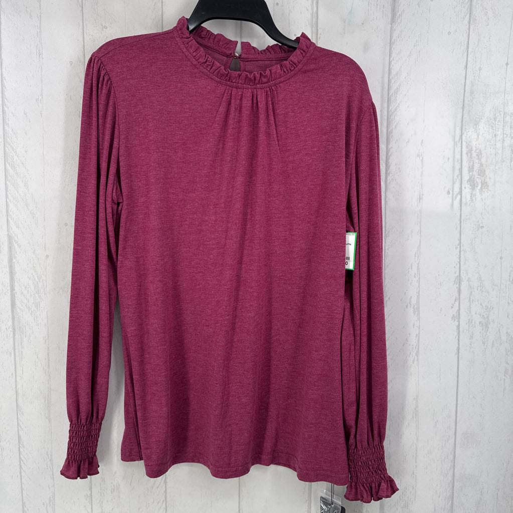 L smock l/s ruffle trim top