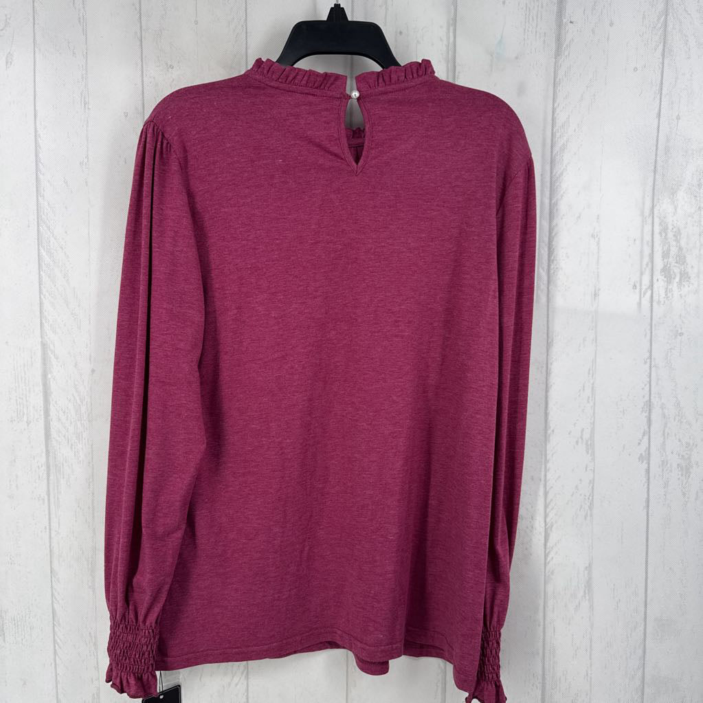 L smock l/s ruffle trim top