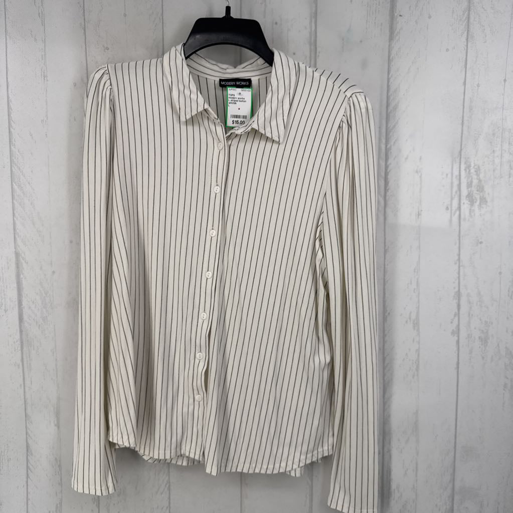 L striped button down l/s top