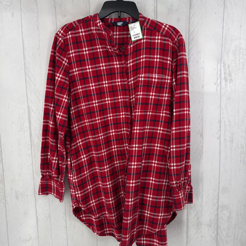 L plaid button down l/s top