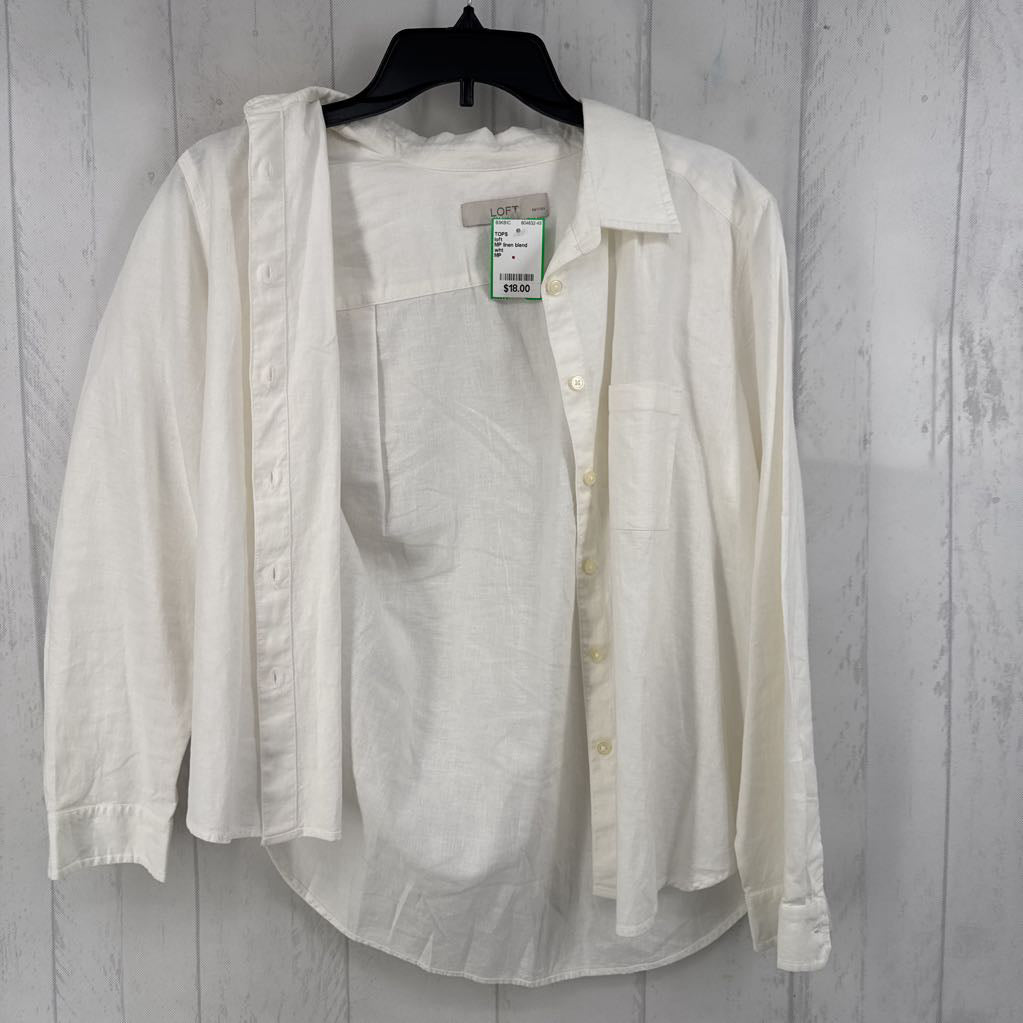 MP linen blend button down l/s top