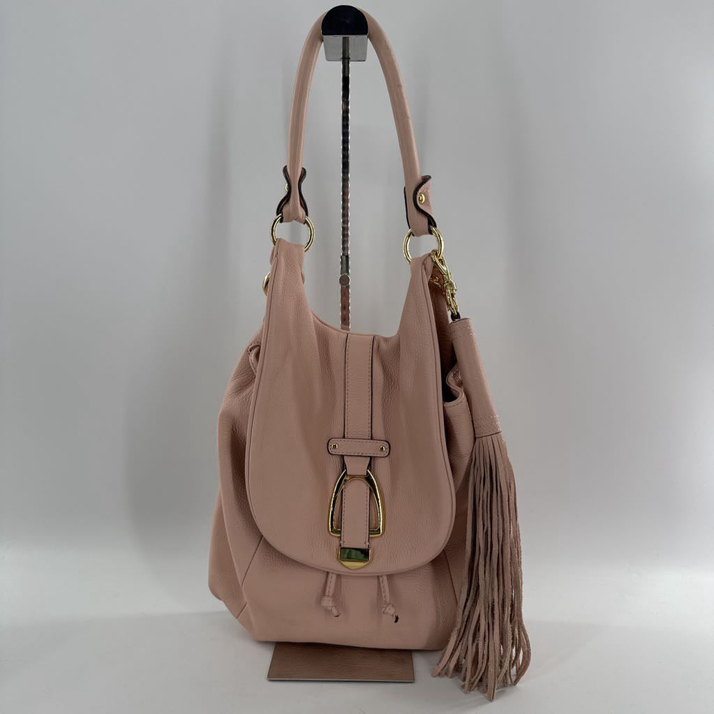 pebbled leather front flap tassel purse