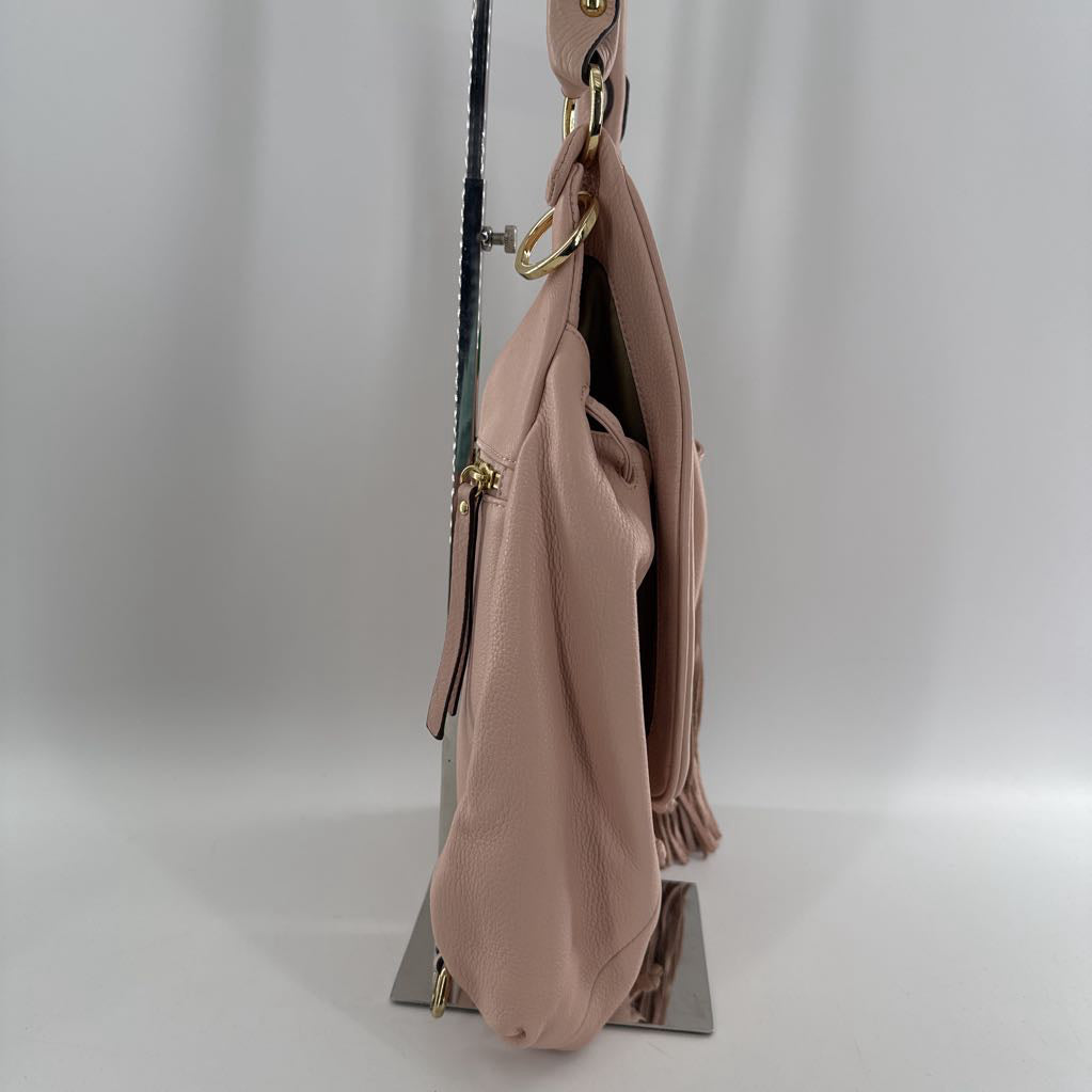 pebbled leather front flap tassel purse