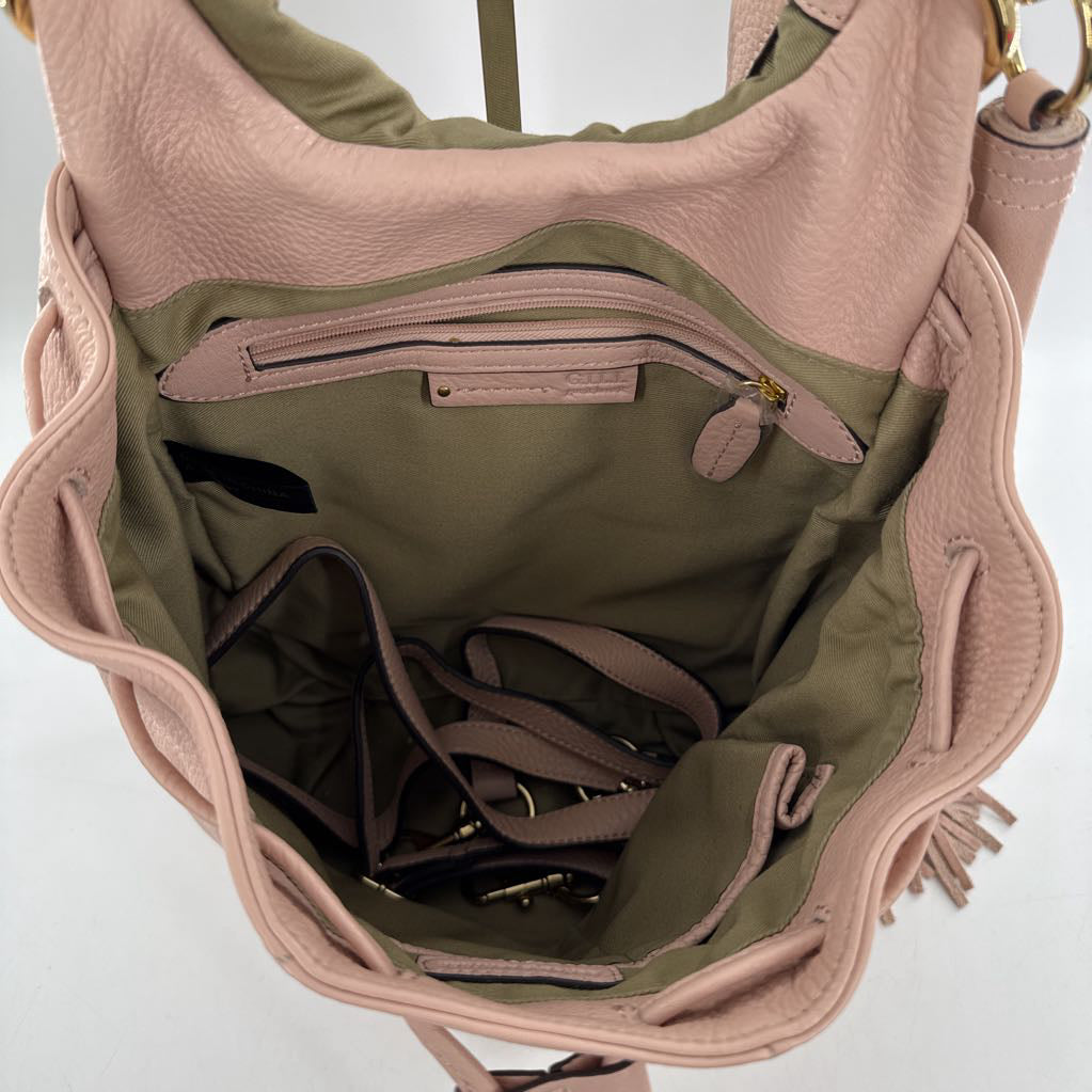 pebbled leather front flap tassel purse