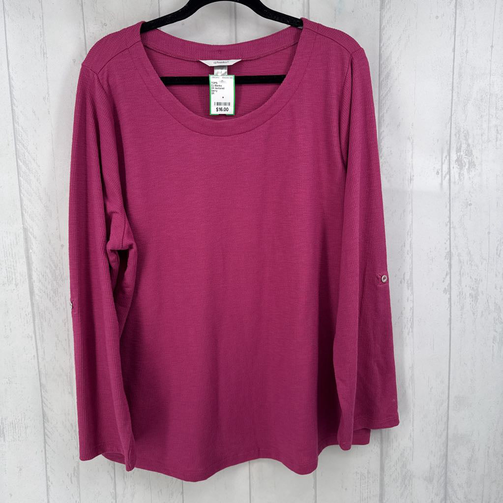 2X textured crewneck l/s top