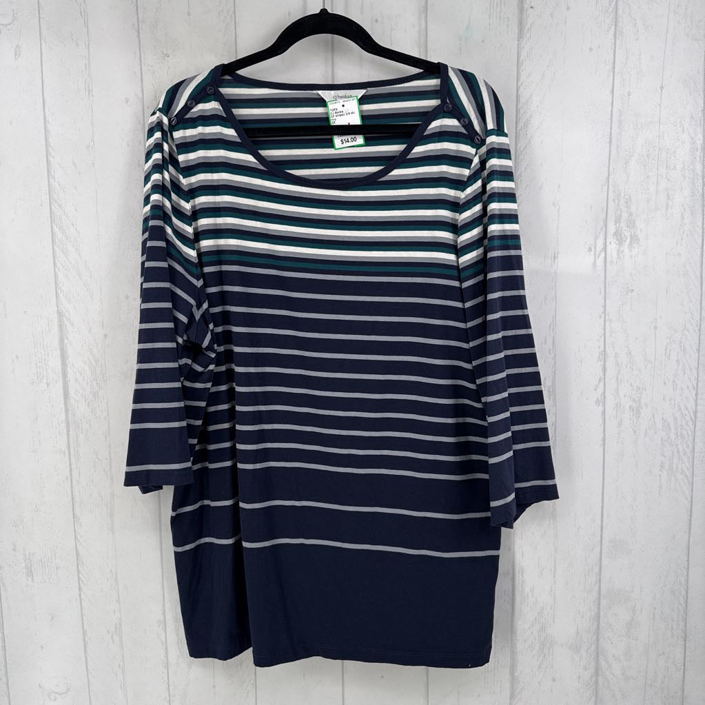 2X striped 3/4 slv top