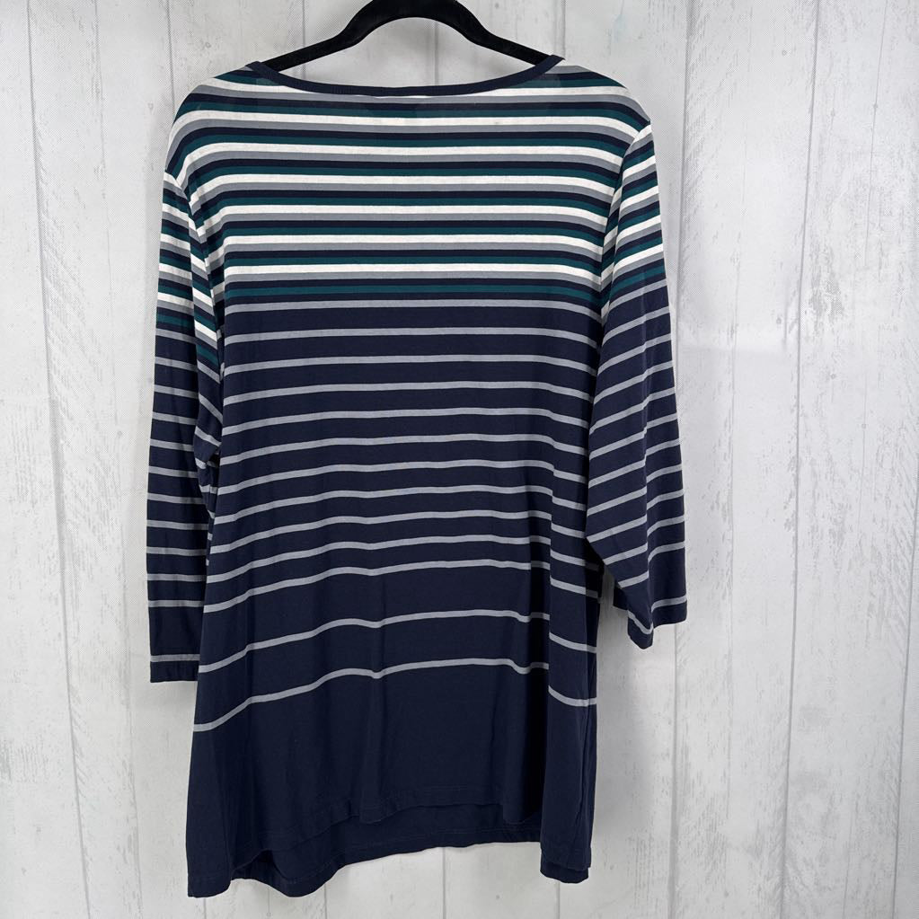 2X striped 3/4 slv top