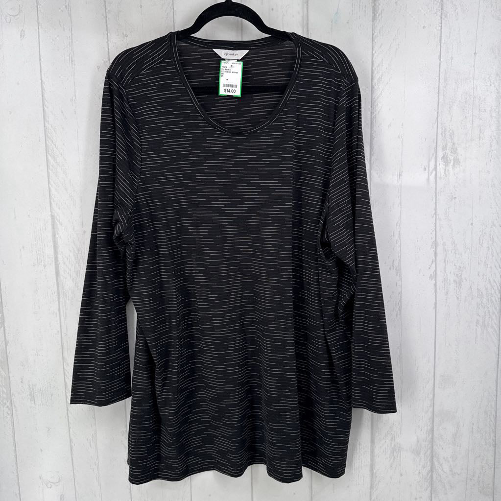 2X striped scoop neck l/s top
