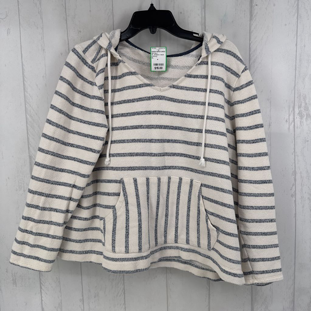 XL striped v-neck hoodie