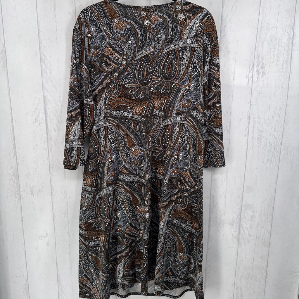 3X printed crossover 3/4 slv dress