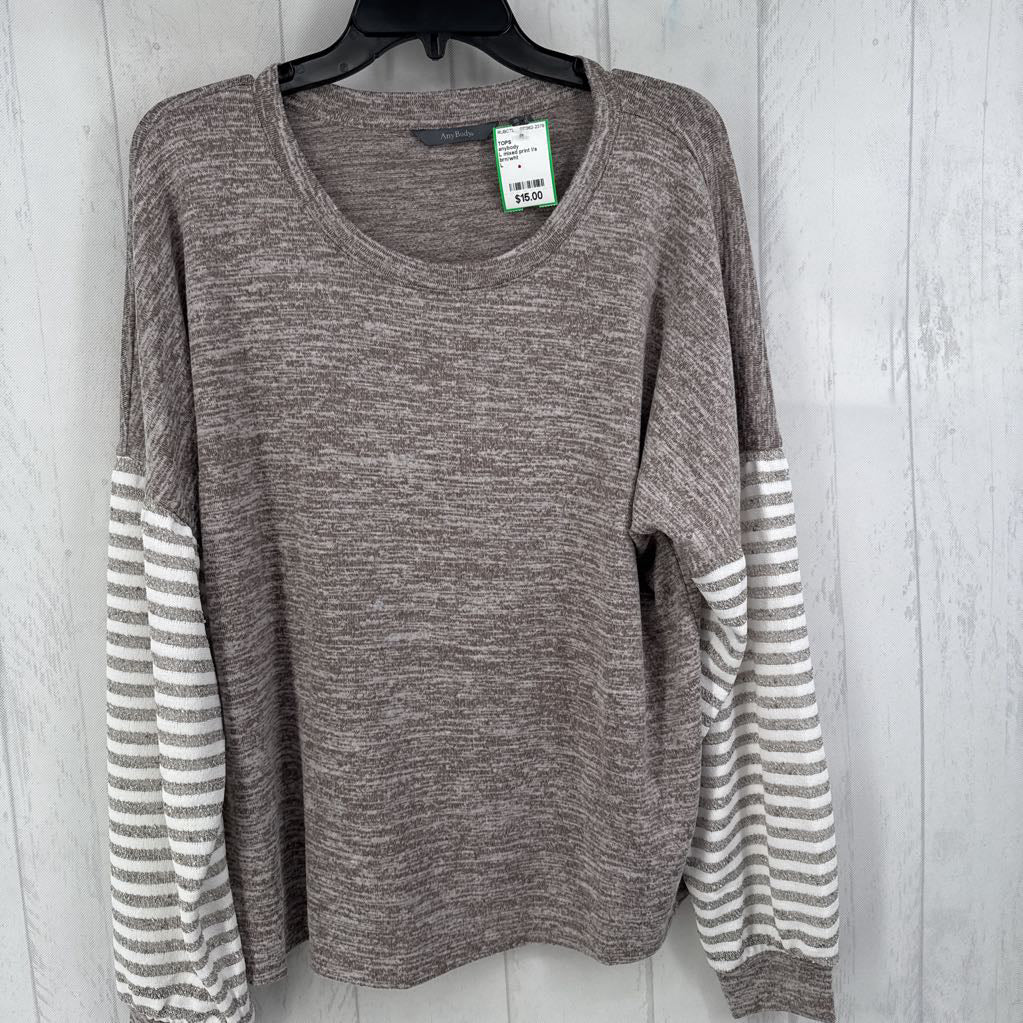 L mixed print l/s top