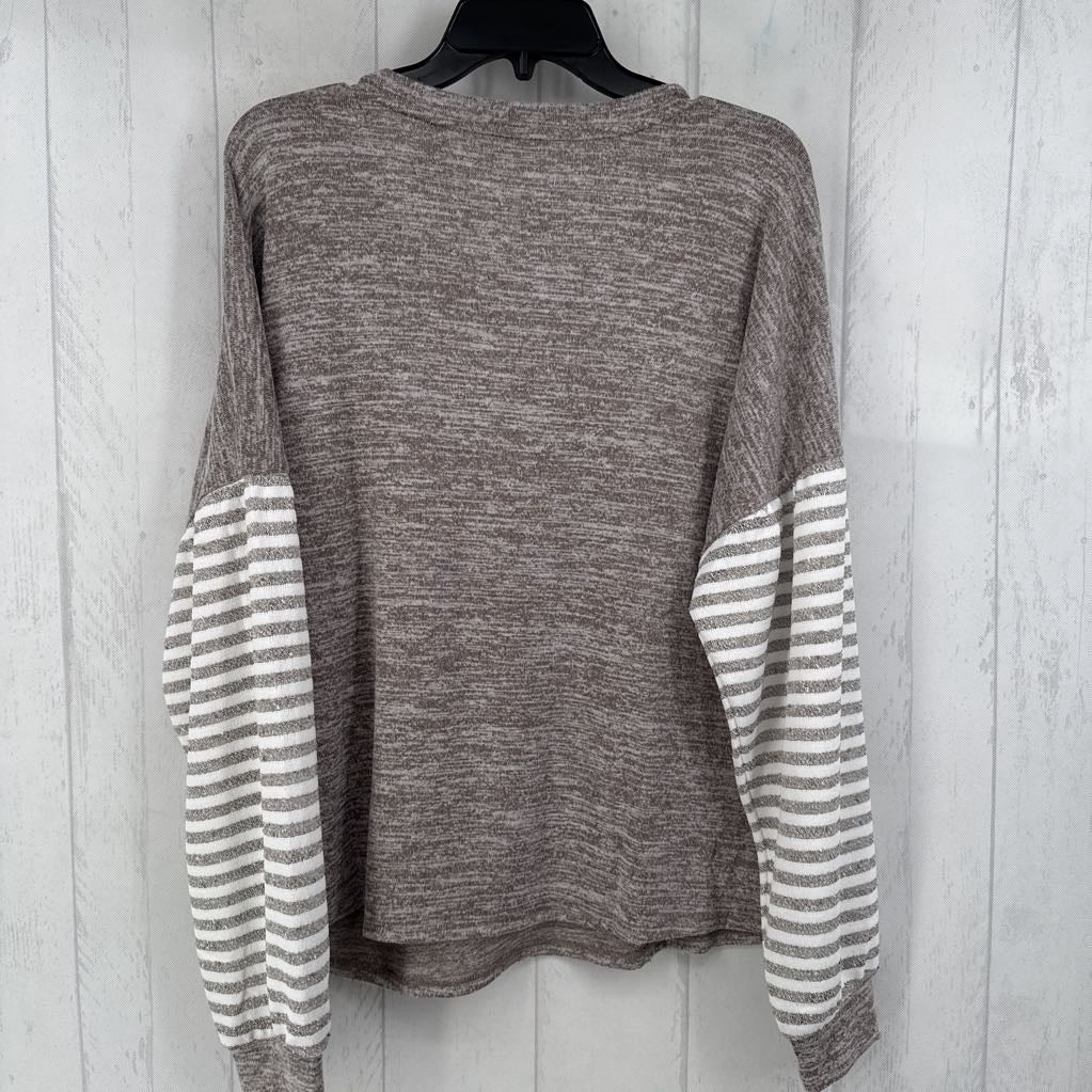 L mixed print l/s top