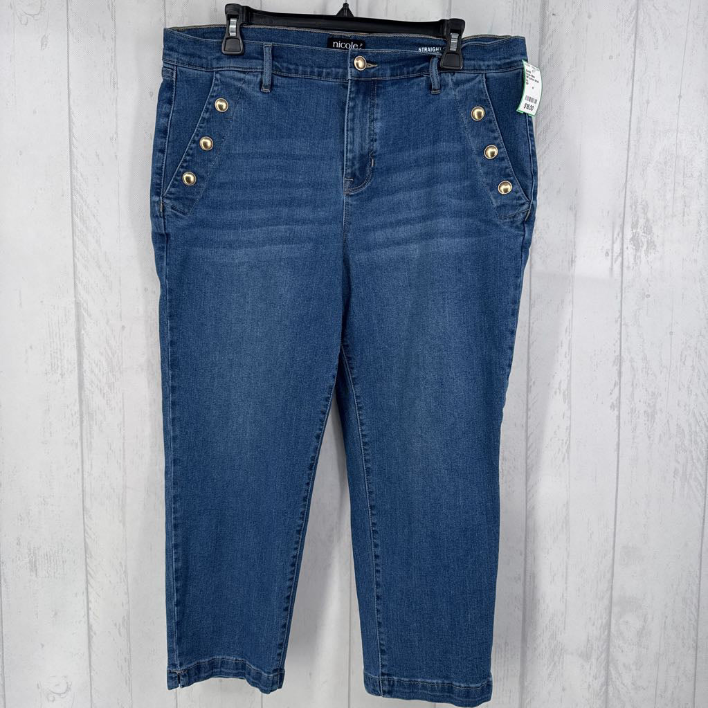 16P button detail crop jeans
