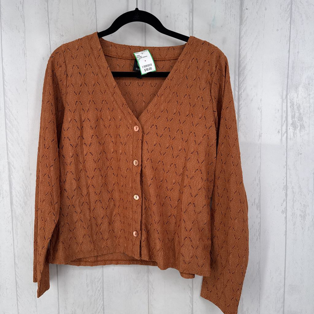 L eyelet button down l/s top