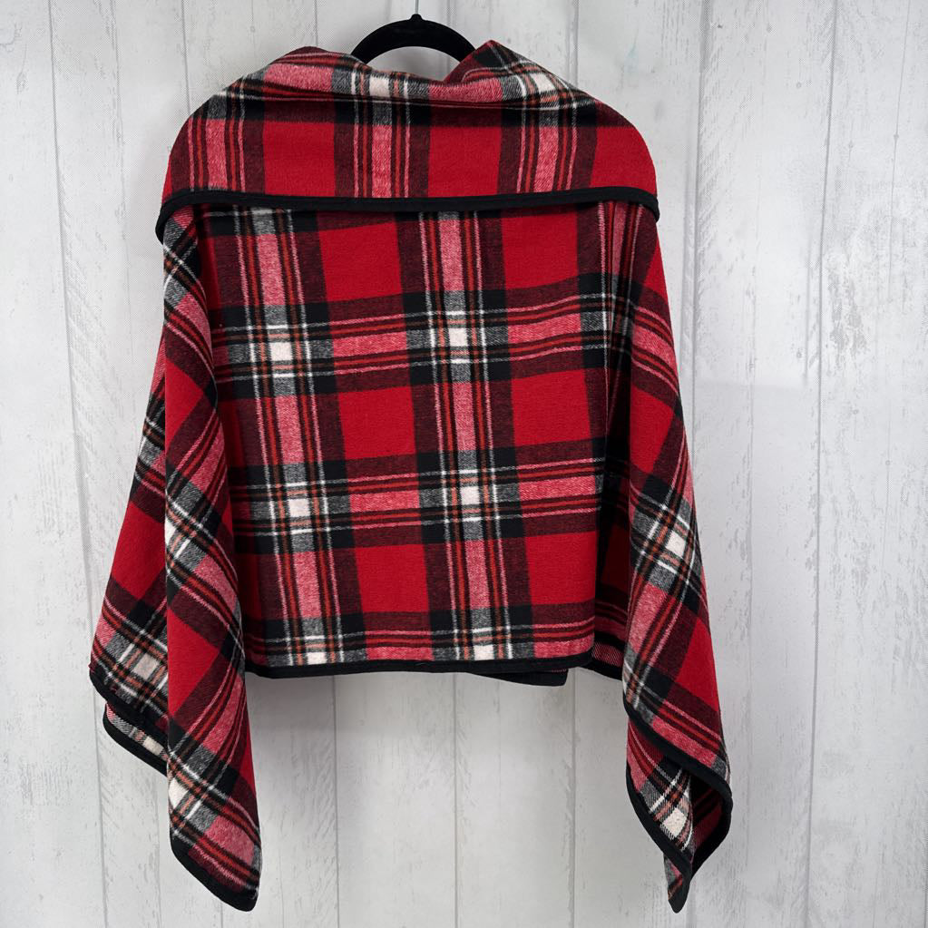 O/S plaid poncho