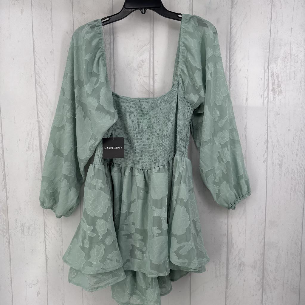 XL smocked jacquard l/s dress