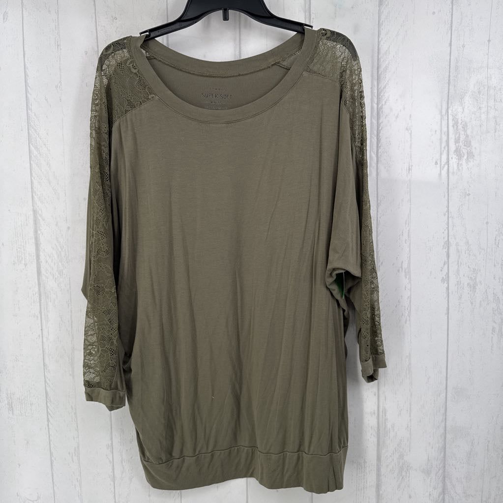 2X lace trim 3/4 slv top