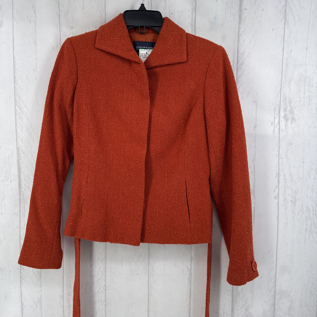 6P wool blend belted blazer