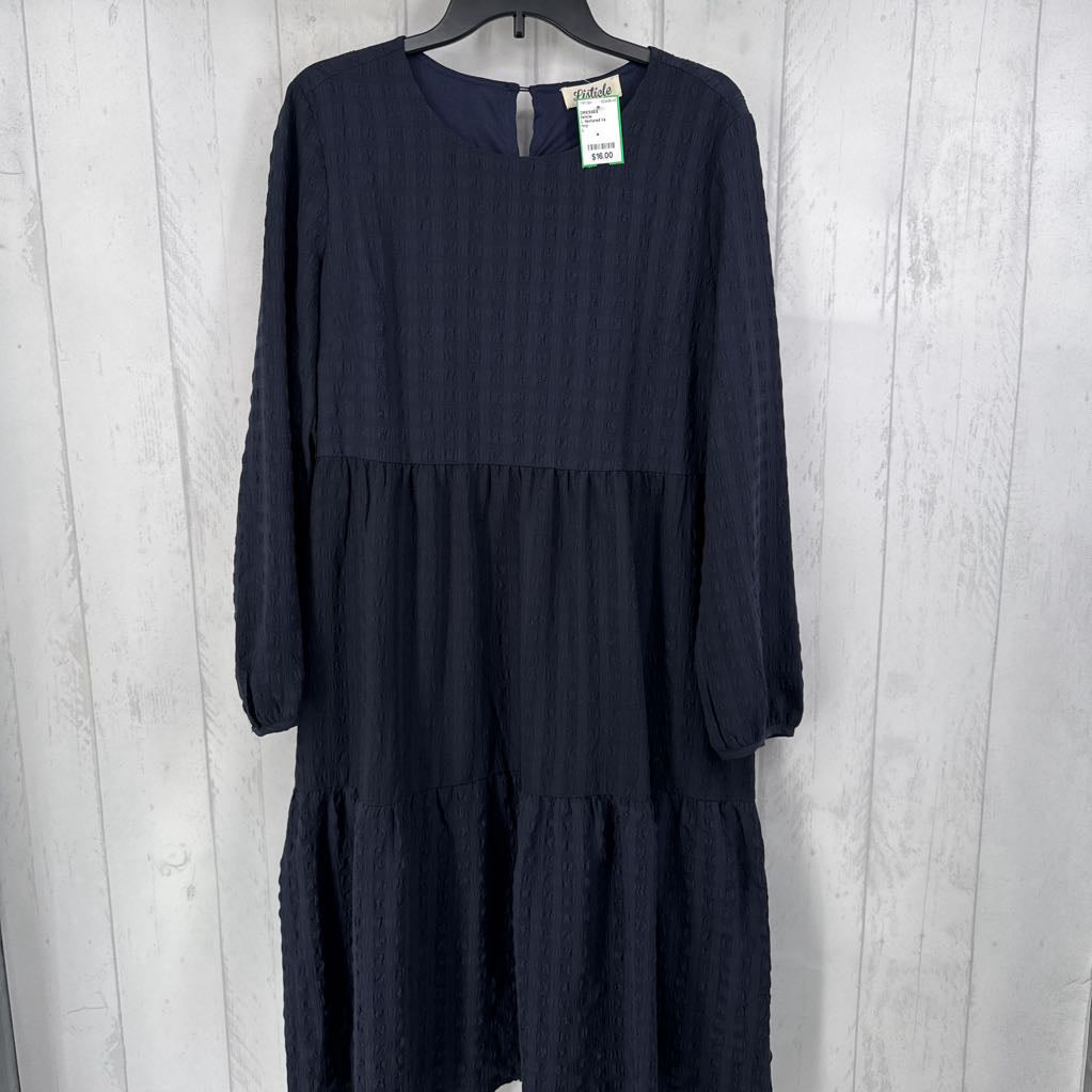 L textured l/s tiered dress