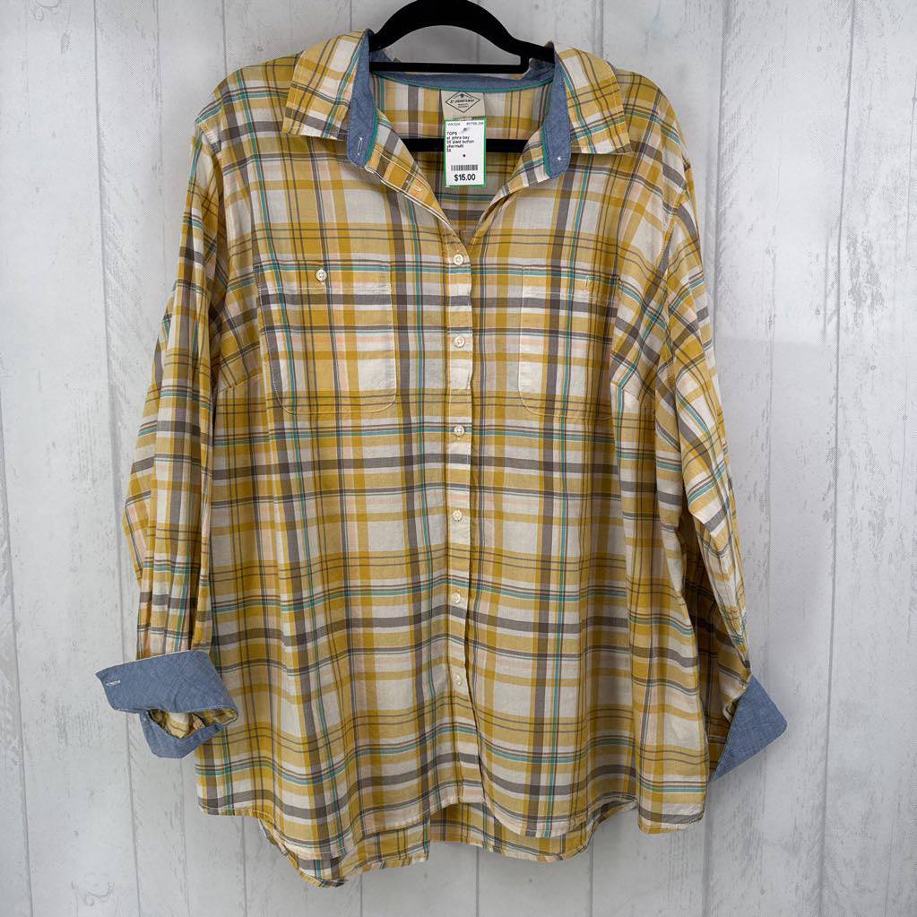 3X plaid button down l/s top