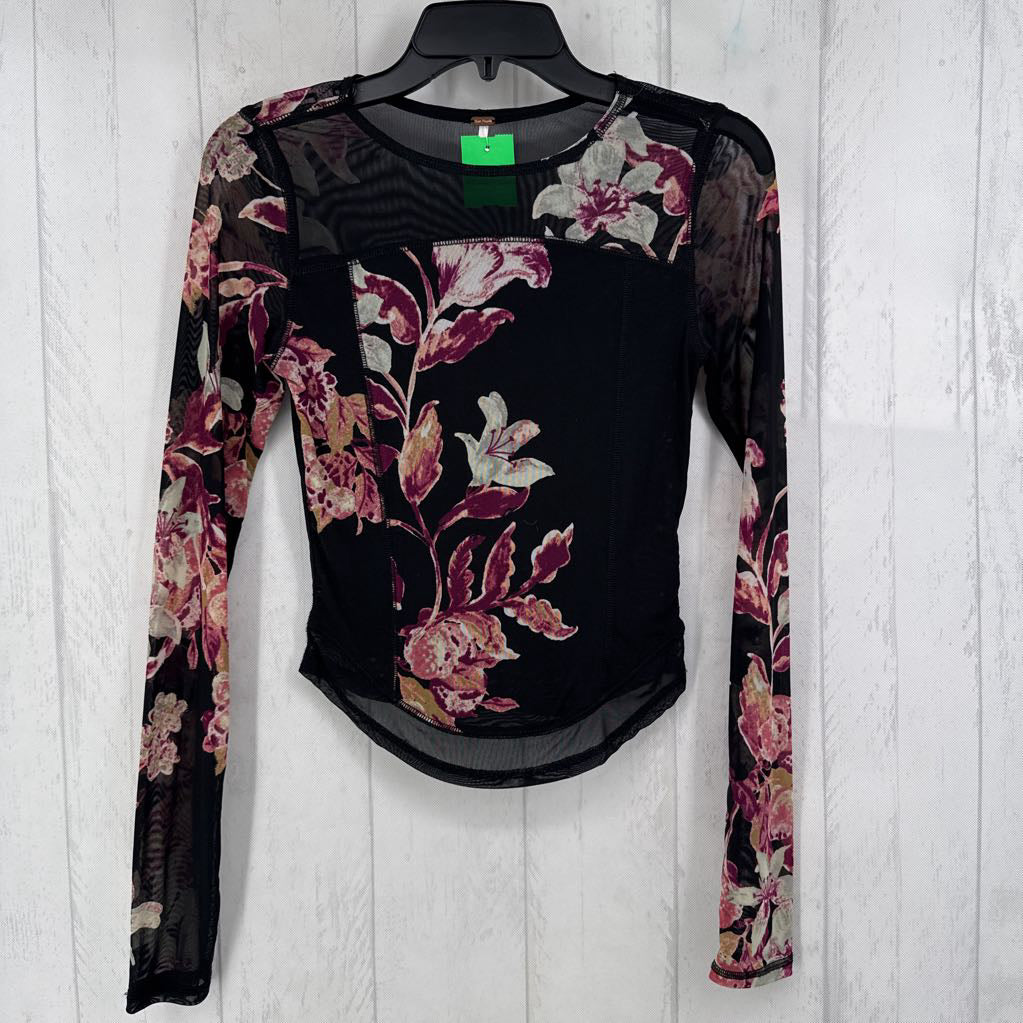 S mesh flo print l/s top