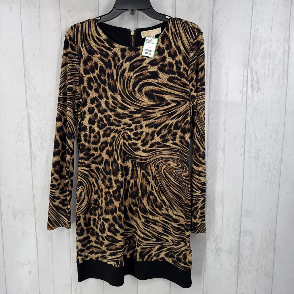 M l/s animal print dress