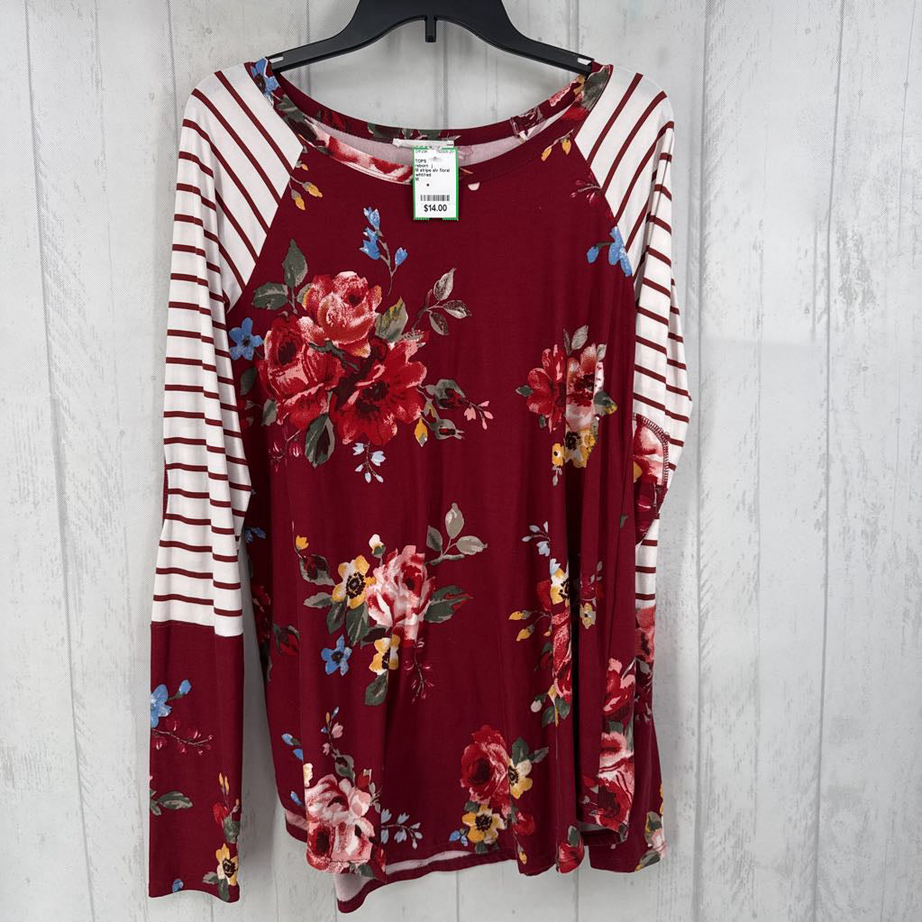 M stripe slv floral top
