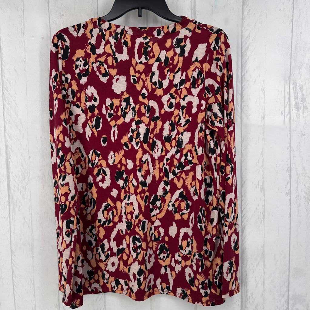 L l/s abstract knit top w/ strappy detail