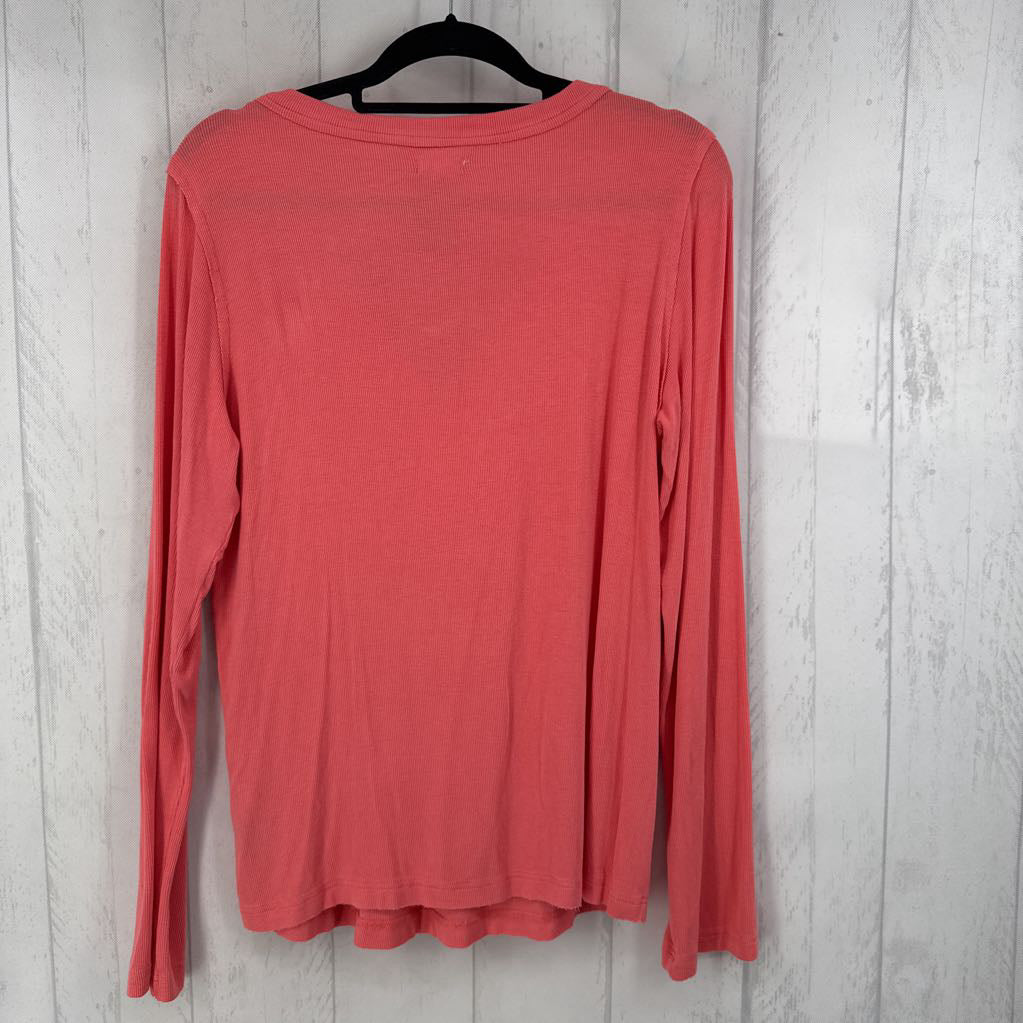 L l/s ribbed v-neck pocket top