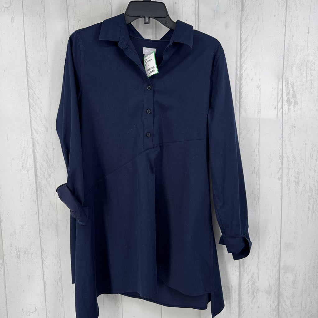 M l/s half button shirt/tunic