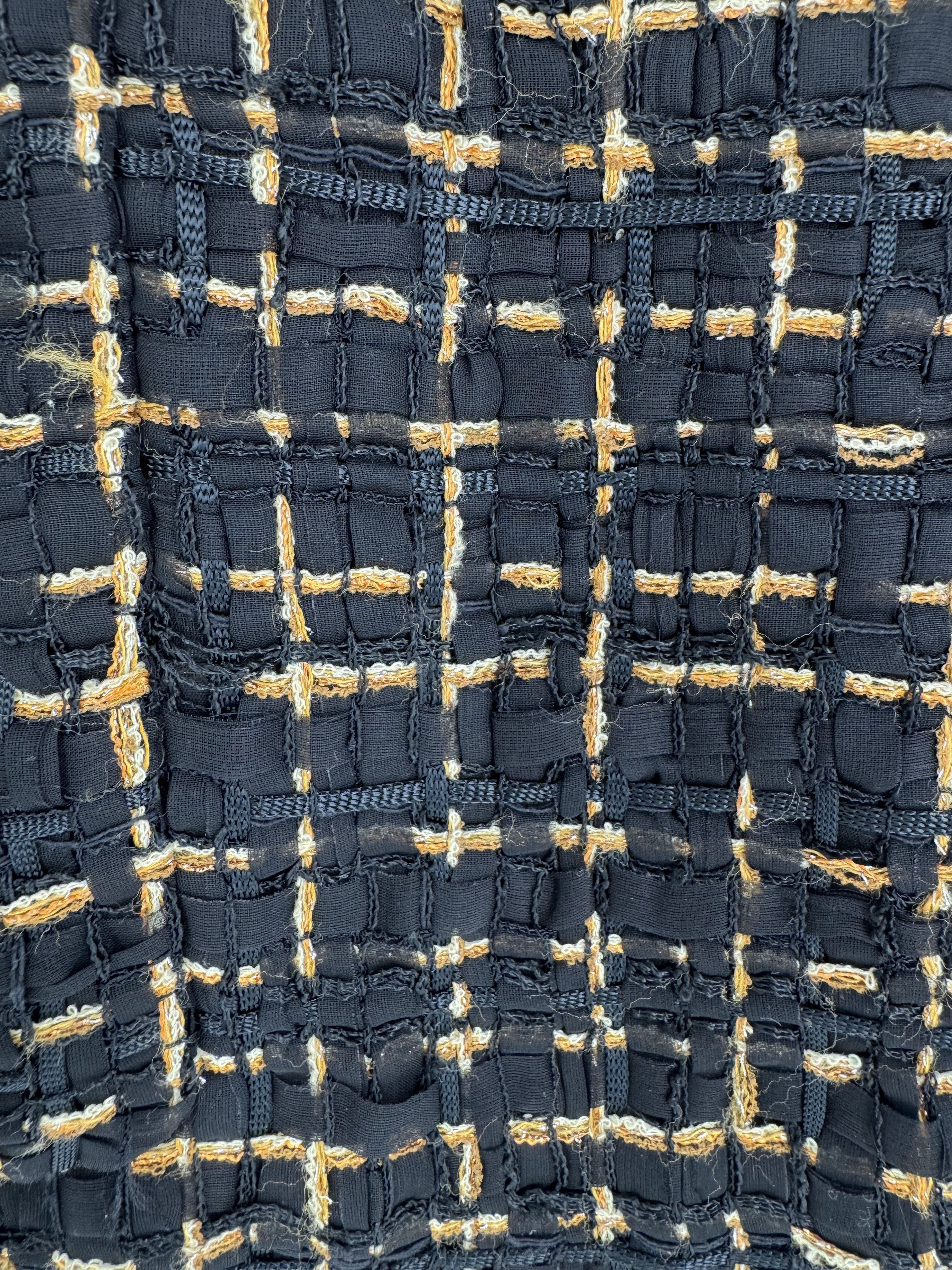 46 tweed l/s button blazer w/ gold trim