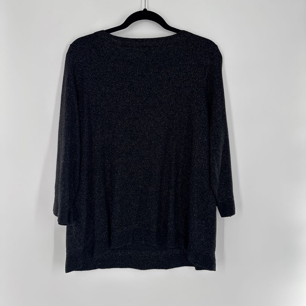 XL shimmery scoop neck 3/4 slv top