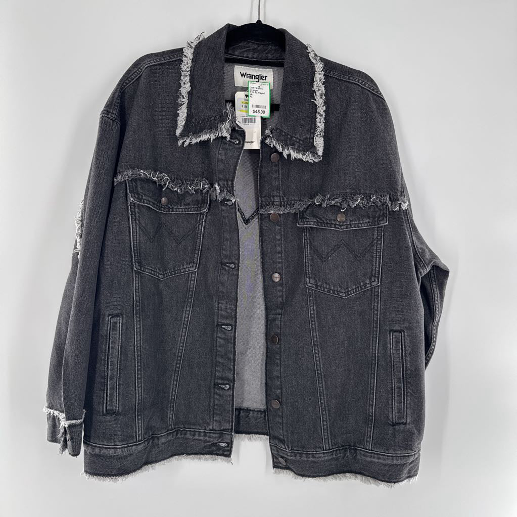R130 XL frayed hem jean jacket