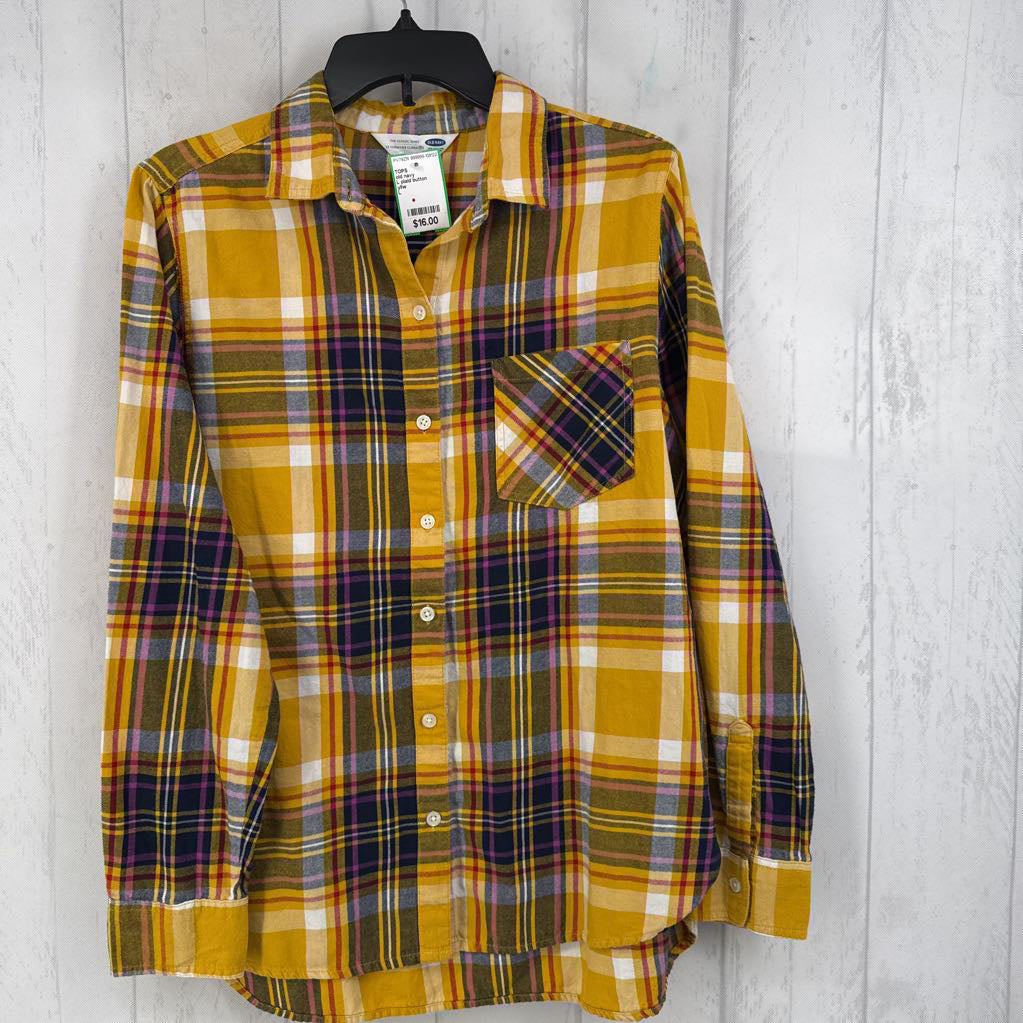 L plaid button down l/s top