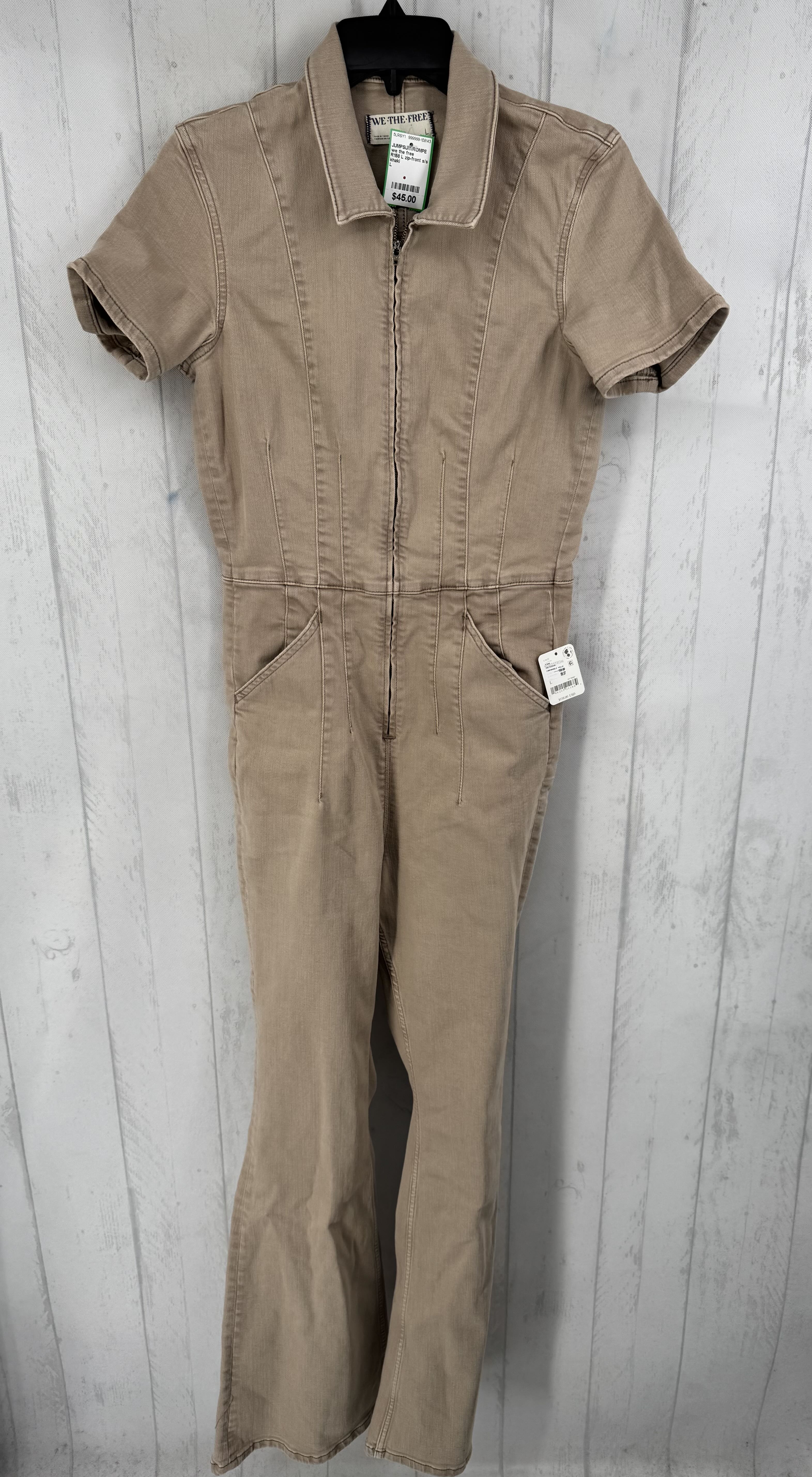 R158 L zip-front s/s flare leg denim jumpsuit