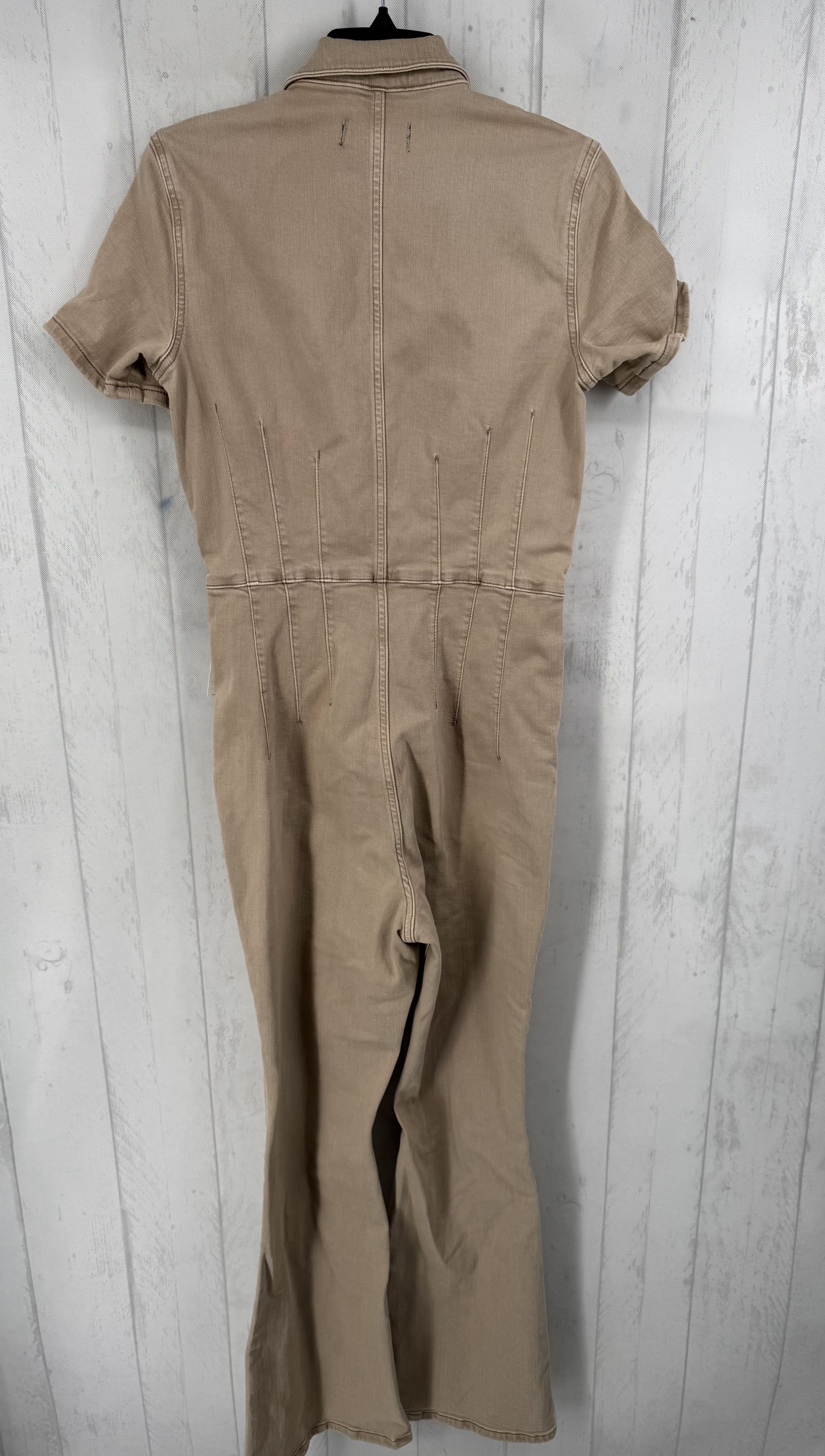 R158 L zip-front s/s flare leg denim jumpsuit