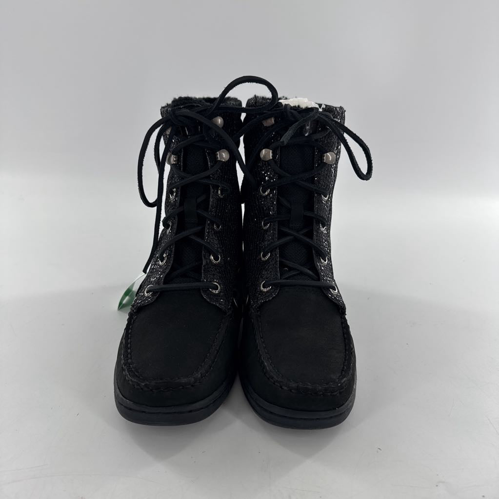 7 sequin lace up combat boots